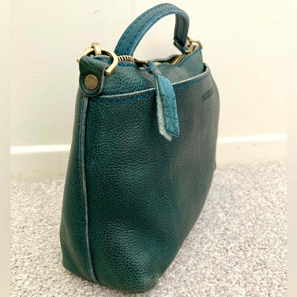 Portland Leather PLG Poppy Lagoon Teal Green Pebbled Leather Crossbody Bag Purse - Picture 2 of 10